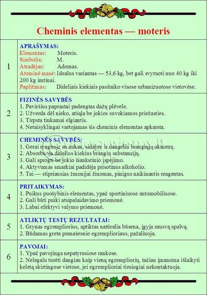 cheminis elementas - moteris